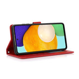 Perfeqt Samsung A72 Uitneembare PU leder hoesje met koord - Red Shade