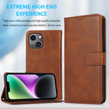 Perfeqt iPhone 14 Plus Uitneembare PU leder hoesje met koord - Antic Brown