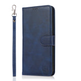 Perfeqt iPhone 14 Pro Max Uitneembare PU leder hoesje met koord - Antic Blue