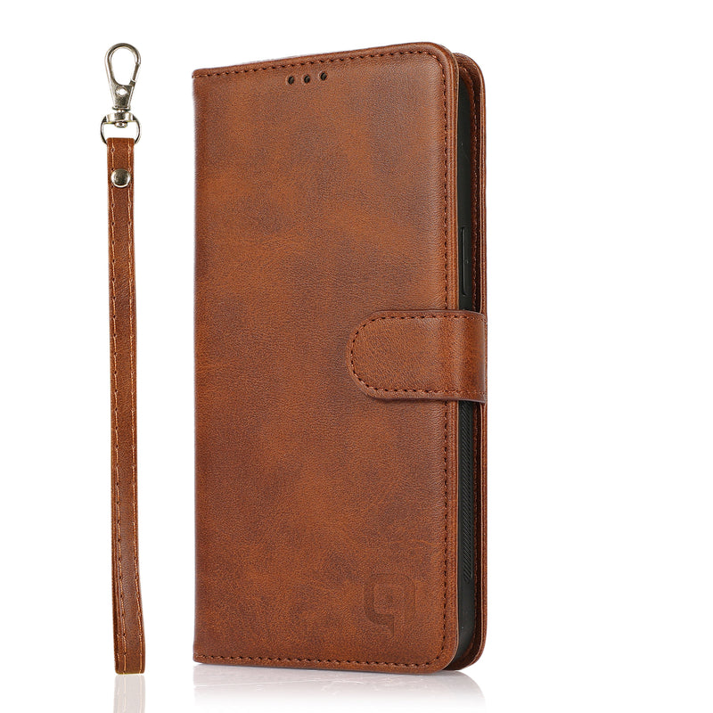 Perfeqt iPhone 14 Uitneembare PU leder hoesje met koord - Antic Brown