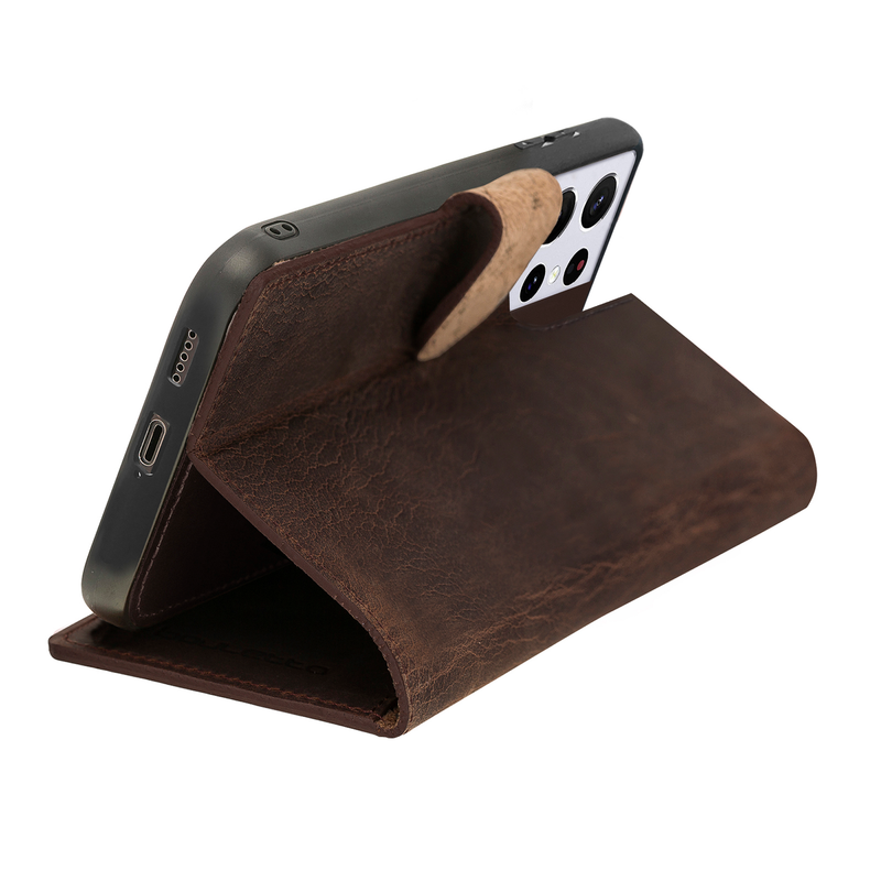 Bouletta Samsung Galaxy S22 Ultra Uitneembare BookCase - Antic Coffee