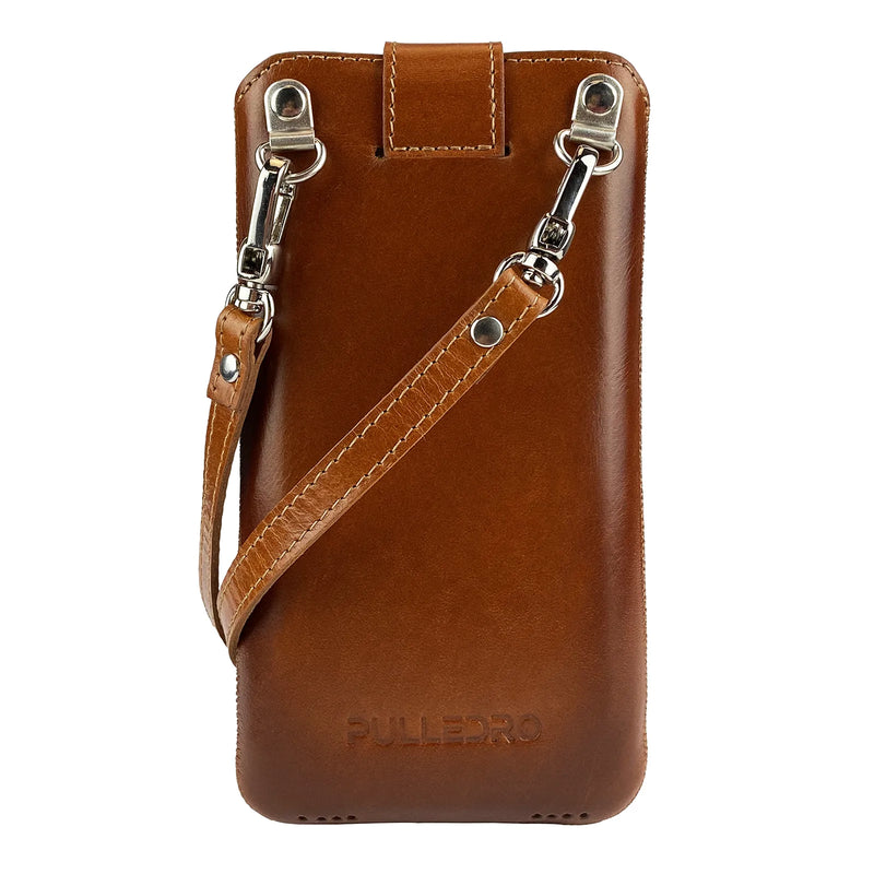 Pulledro iPhone 14 Leder Pouch insteekhoesje & BackCover - Burned Cognac