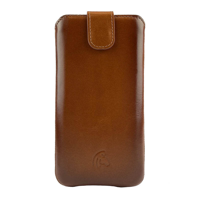 Pulledro iPhone 14 Leder Pouch insteekhoesje & BackCover - Burned Cognac