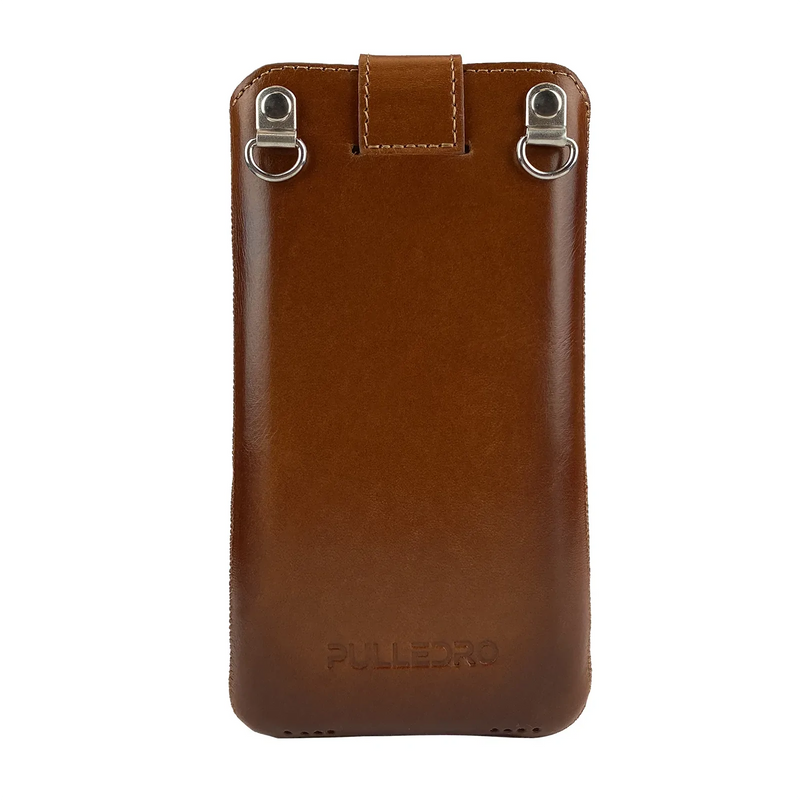 Pulledro iPhone 14 Pro Leder Pouch insteekhoesje & BackCover - Burned Cognac