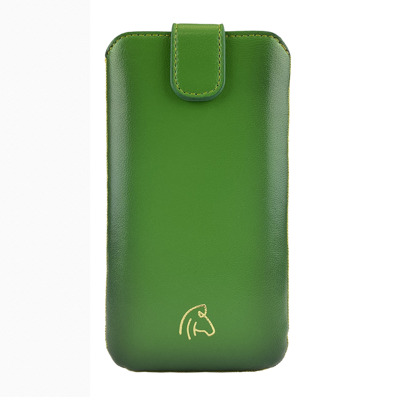 Pulledro iPhone 12 (Pro) Leder Pouch & BackCover - Gold Green