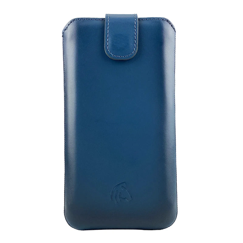 Pulledro iPhone 14 Pro Leder Pouch insteekhoesje & BackCover - Dark Blue