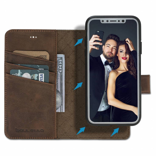 Bouletta - iPhone Xs - Uitneembare BookCase - Antic Coffee