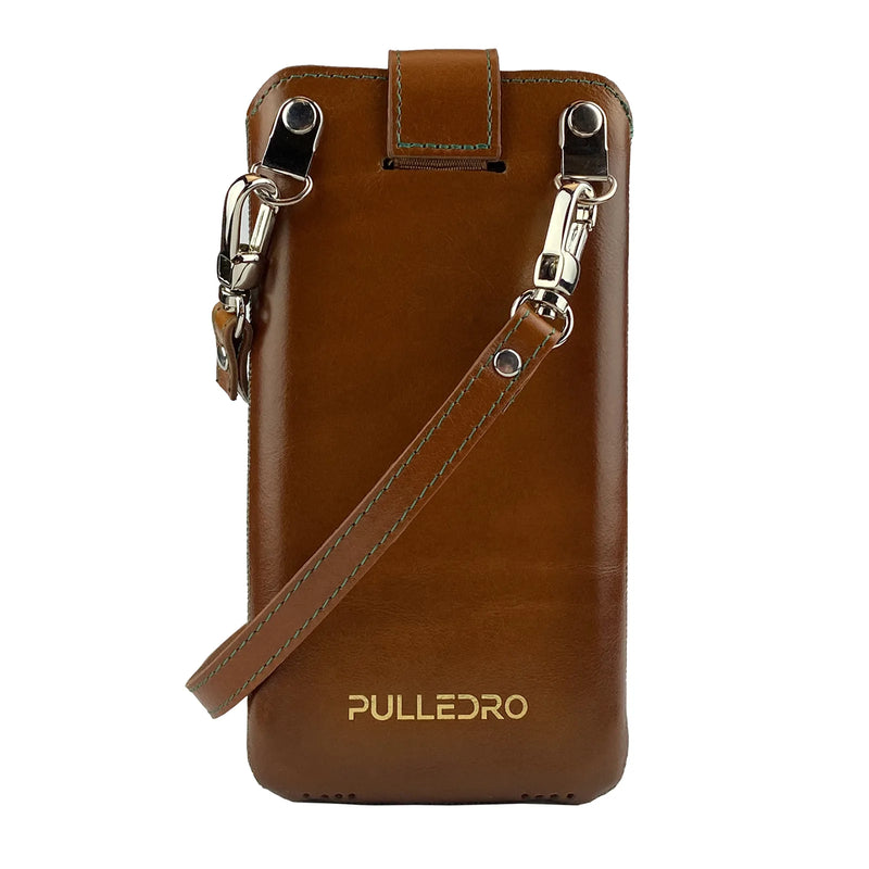 Pulledro iPhone 14 Leder Pouch insteekhoesje & BackCover - Ởlive Ƈognac